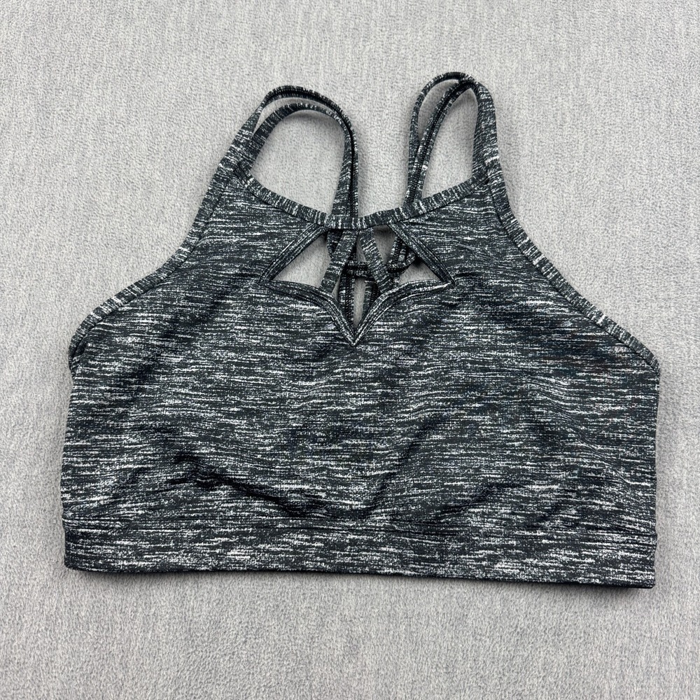 Pink Victoria's Secret Sports Bra Womens Medium Gray Show Off‎ Strappy Yoga Gym